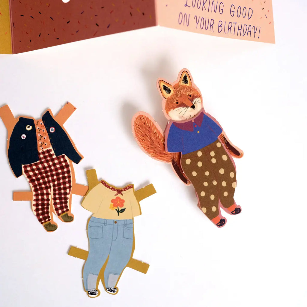 Fox Paper Doll Birthday Card Lineage