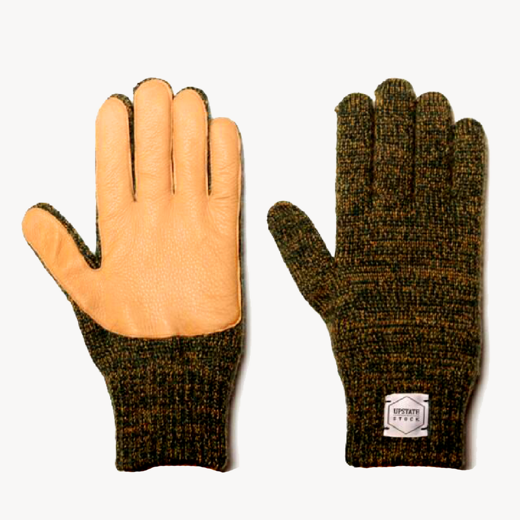 Men's ragg wool gloves with leather palms sales