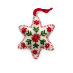 White Six Pointed Star Embroidered Wool Ornament