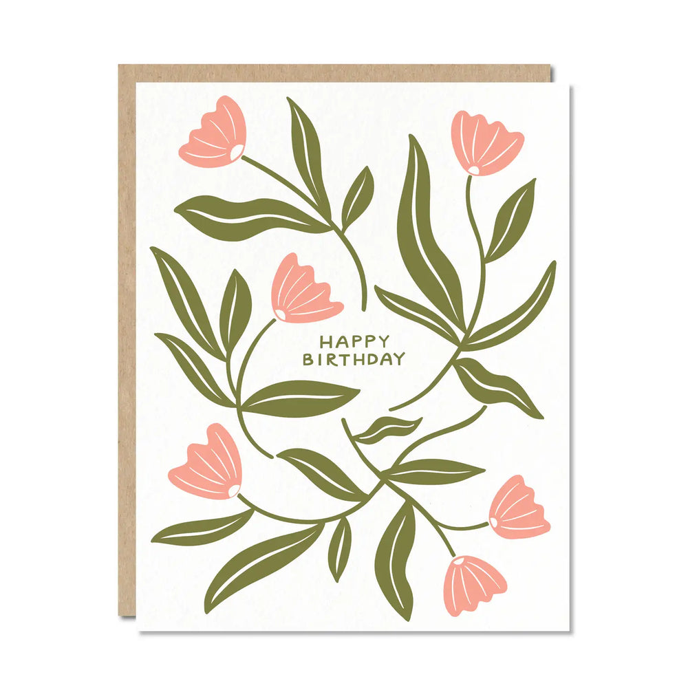 Abstract Flowers - Birthday Card