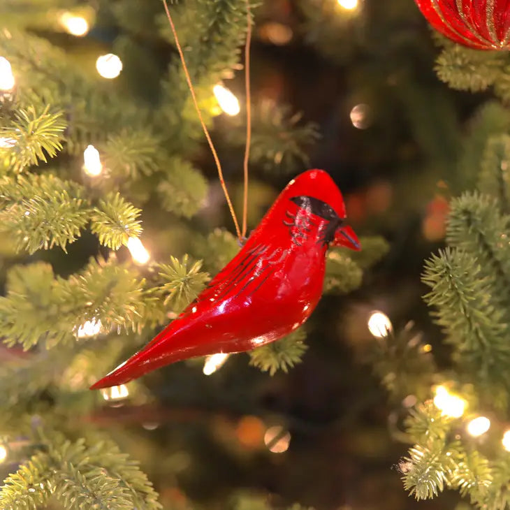 Cardinal Wood Bird Ornament