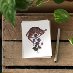 Fawn and Pansies Card