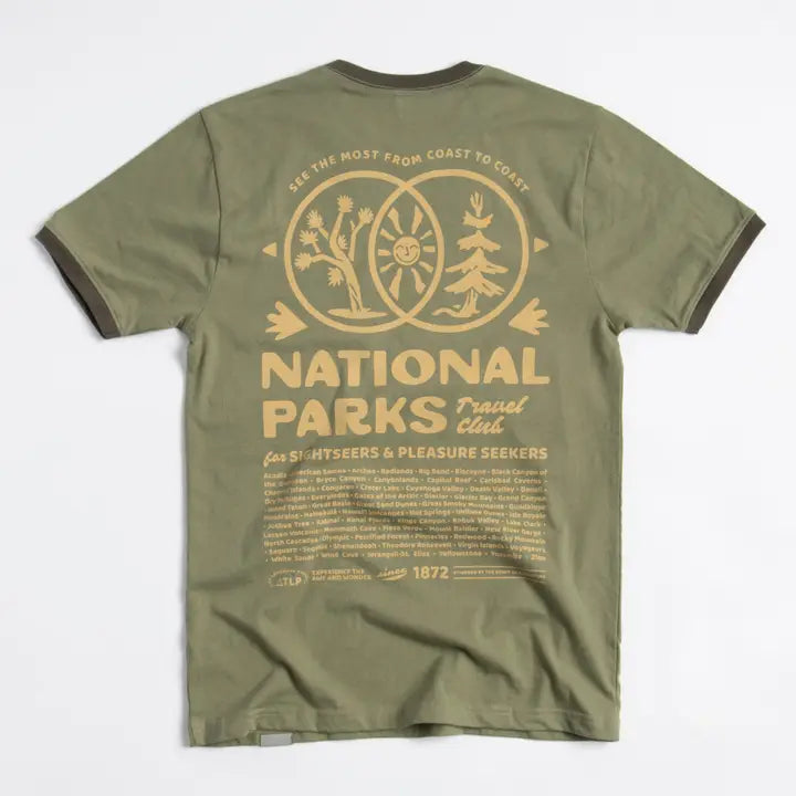 National Parks Coast-To-Coast Unisex Short Sleeve Ringer Tee w/ Pocket