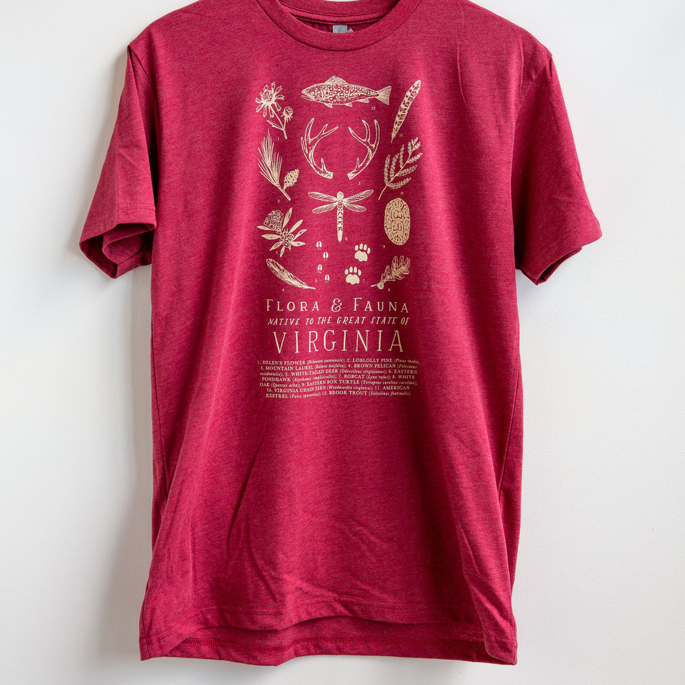 Virginia Flora & Fauna T-shirt - Heather Cardinal