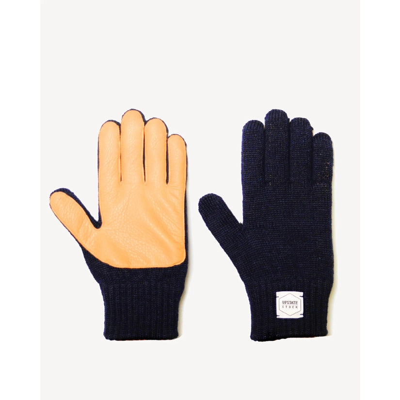Wool leather palm top gloves