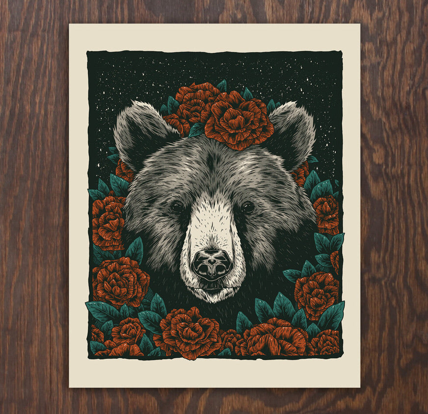 American Beauty Black Bear Print